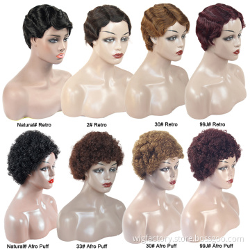 99j color wig making sewing machine -cap , pixel cut short human hair Indian wig with hair glue less
